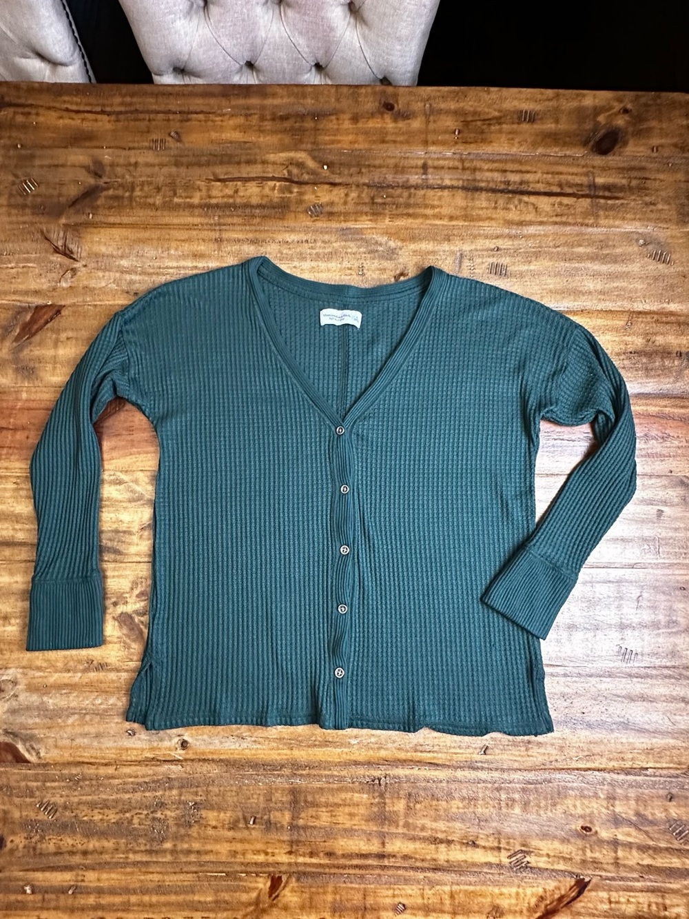Abercrombie & Fitch Teal Ribbed V-Neck Button Cardigan